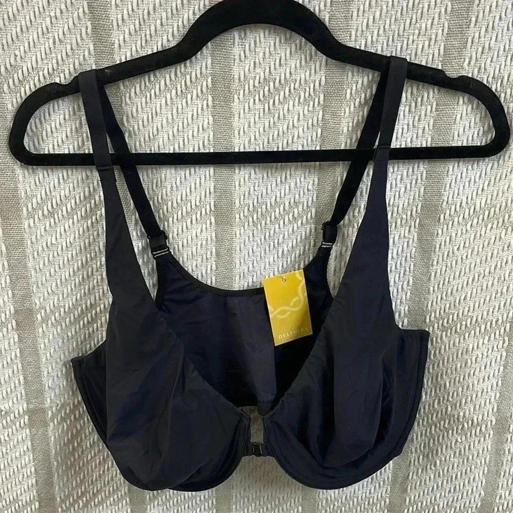 DELIMIRA Front Closure Bras Seamless Plunge Underwire Unlined Comfortable Bra